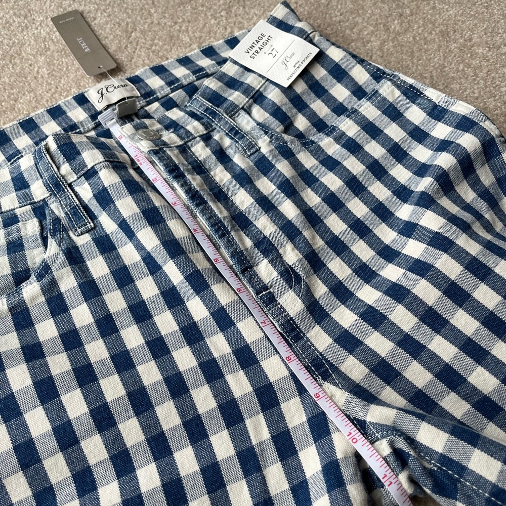 J. Crew Women’s Preppy blue check vintage straight jeans size 27 NWT - Picture 6 of 7